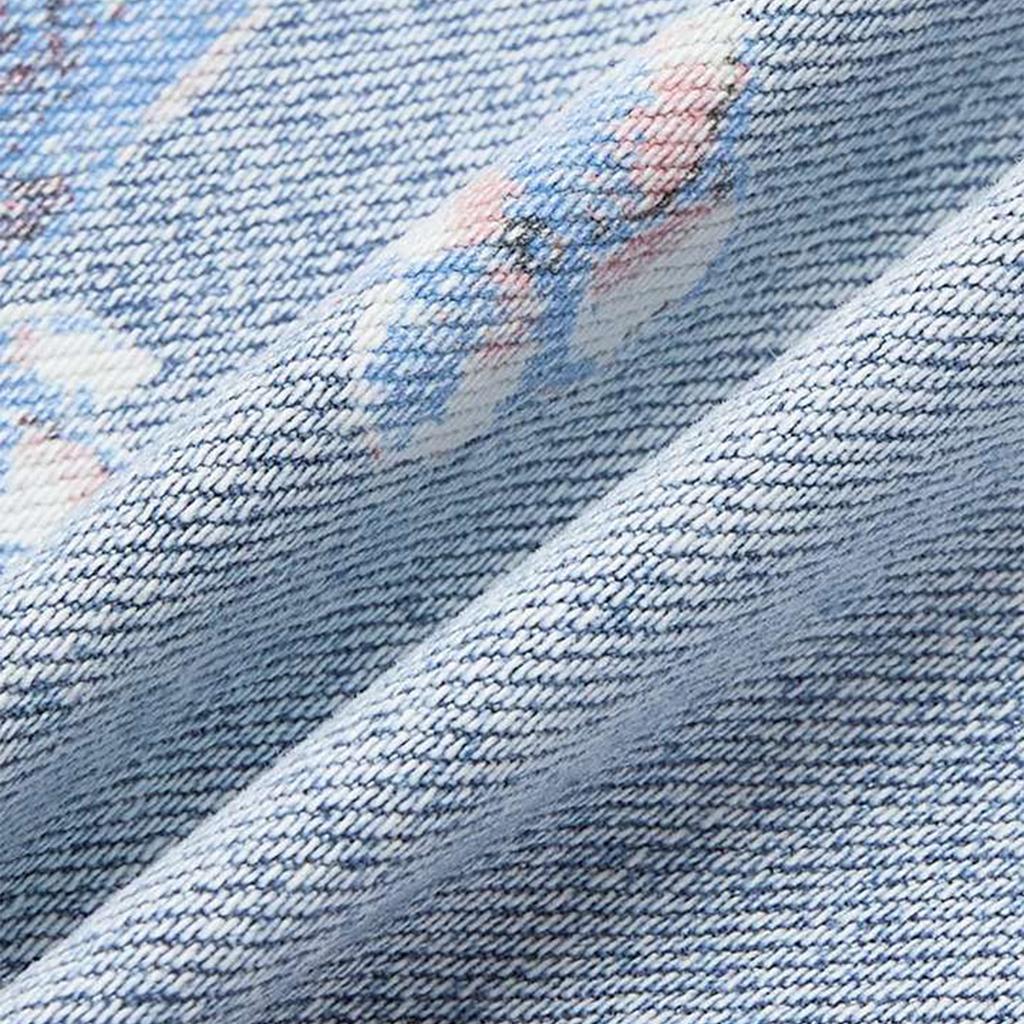 Damen Klassische High Waist Jeans-Shorts mit Blumendruck Fünf Zoll Schrittlänge Lässige Passform Sommer-Unterteile