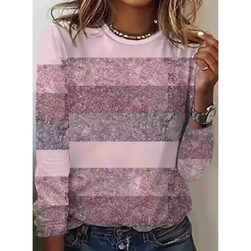 Camiseta de Otoño para Mujer de Manga Larga Estampado de Gato Lindo Calle Casual Cuello Redondo Jersey Ropa Oversize