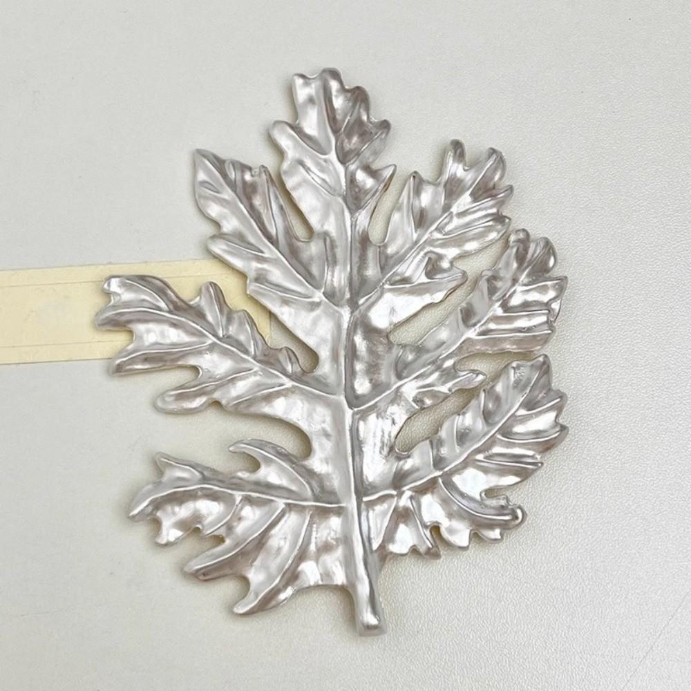 Vintage Long Leaf Pin French Style Metal Glossy Brooch Uniform Maple Leaf Brooch  Banquet
