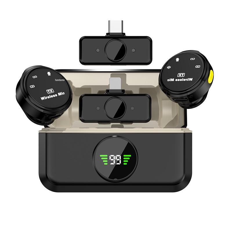 Q9 Dual Wireless Lavalier Microphone Set with Charging Case for Live Streaming, Video Recording, Noise Reduction, and Monitoring