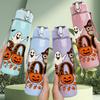 1PC Boo Halloween Ghost Pumpkin Pattern 750ml Color Plastic Sports Water Bottle Leakproof Flip Straw Lid Suitable for Sports Office Home Use