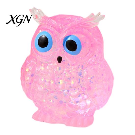 Bird Stress Toy Glitter Owl Sugar Ball Slow Rebound Relief Clear Squeeze Anxiety Relieving Animal Shape Hand Relaxation