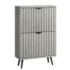 60cm Grey Grooved Freestanding Hidden Shoe Cabinet,2 Drop-Down Drawers Storage for Entryway Hallway Living Room Closet