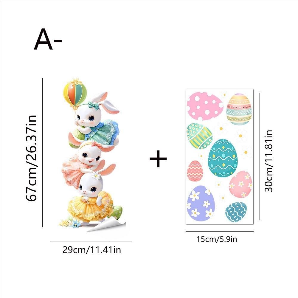 New Easter Flower Rabbit Sticker Self-Adhesive Waterproof Wall Stickers Removable PVC Festival Party Sticker Wall Decoration