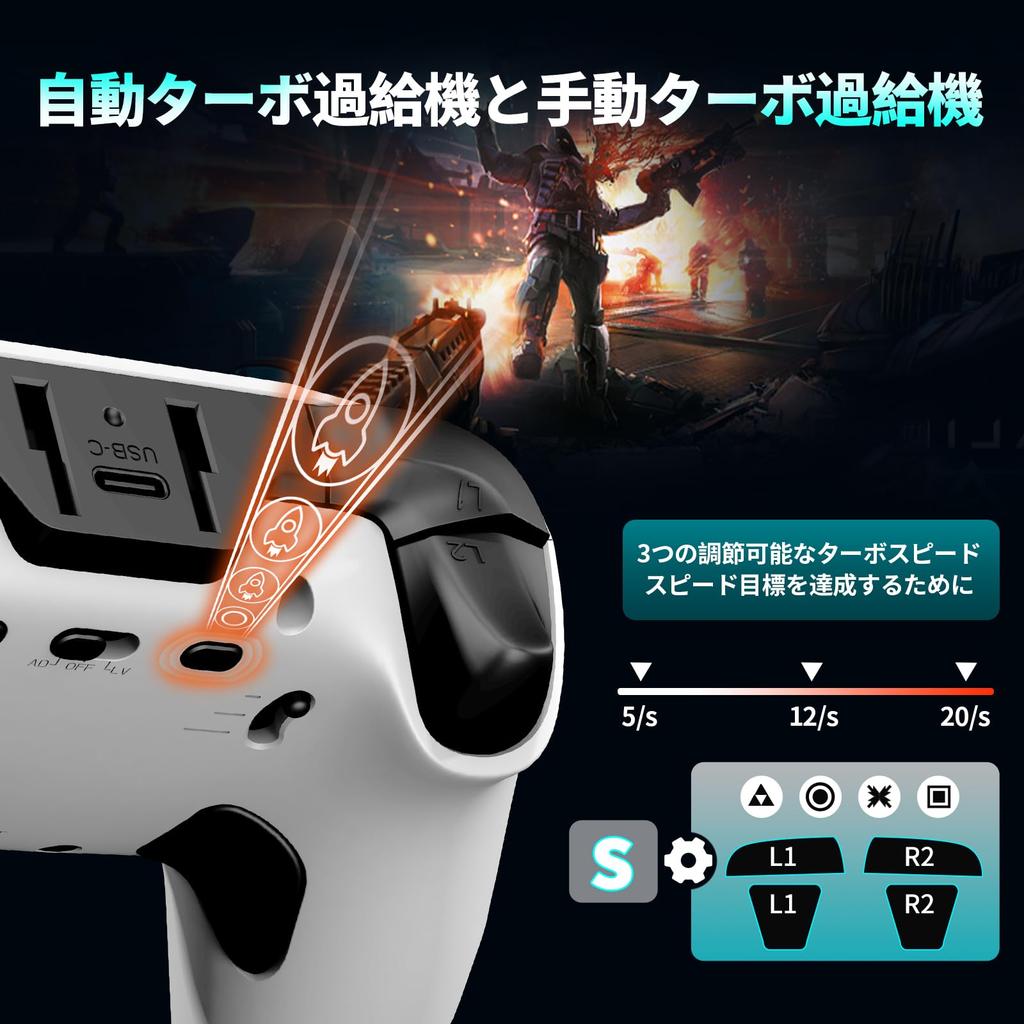 NBCP Wireless Grip [Compatible with PS4PS3PCiOSAndroid] with Rear Buttons, Hall Effect Triggers, Custom RGB Lighting, 1200mAh Battery, Turbo Fire,
