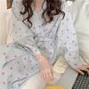 Heart Plaid Loose Mid-Length Pajamas Bathrobe - Cozy, Casual Homewear for Autumn and Spring