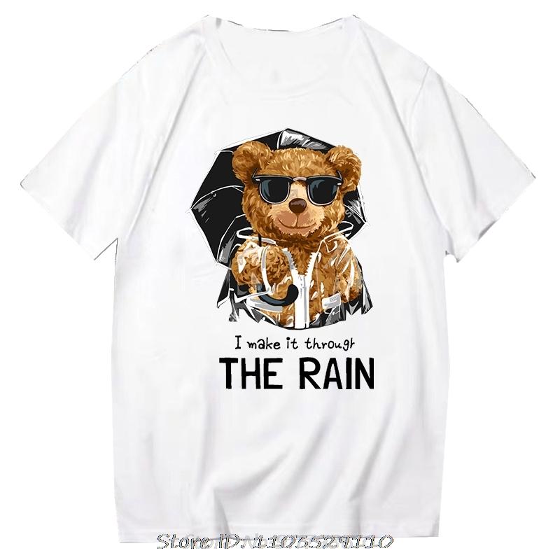 Teddy Bear Tshirt Cool Robotic Graphic Tops Harajuku Cartoon Streetwear Fitness Clothes Casual Fashion Tee Roupas Masculinas