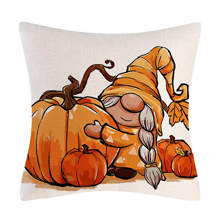New Pumpkin Pillow Cover Autumn Harvest Line Print Sofa Cushion Cover Bedroom Pillow Cover