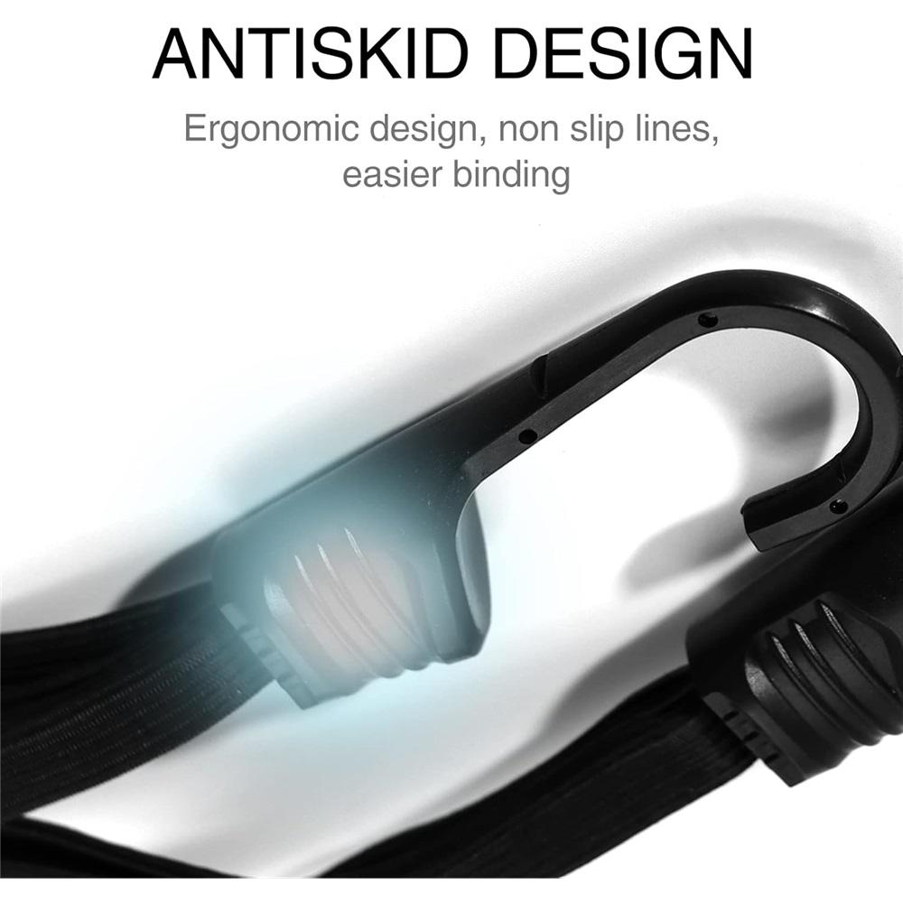 2 Pcs Universal Motorcycle Helmet Luggage Rope 24" Motorcycle Bungee Cord Bandage Retractable Elastic Strap With 2 Hooks (Black)