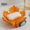 Elegant Resin Ornament for Home Creative Simulated Maple Leaf Soap Dish, Quick Drainage Laundry Modern Bathroom Sink Accessories Soap, Stylish