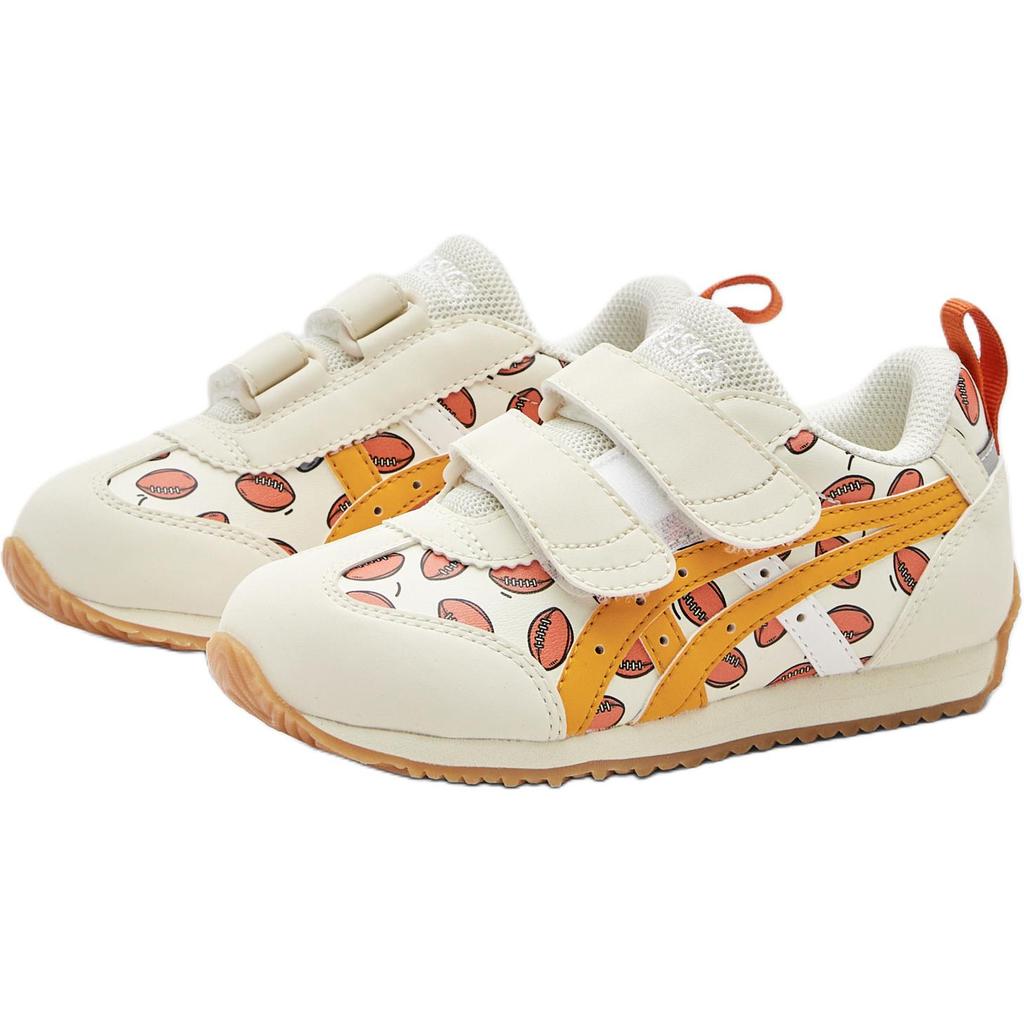 Asics Cotla Rugby Pattern Comfortable Breathable Toddler Stability Wrap Soft Sole Lightweight Fit Cute Kids Casual Shoes Beige Orange 1144A436-200