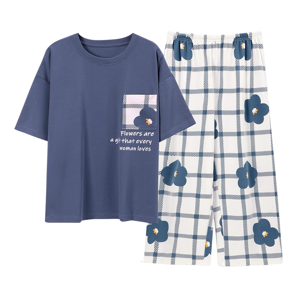 

короткий домашний верх и низ пот мягкий на для и L [IDOHEMO] Пижама, 100% хлопок, рукава, тонкий, носить, женский, комплект, впитывающий, дышащий,