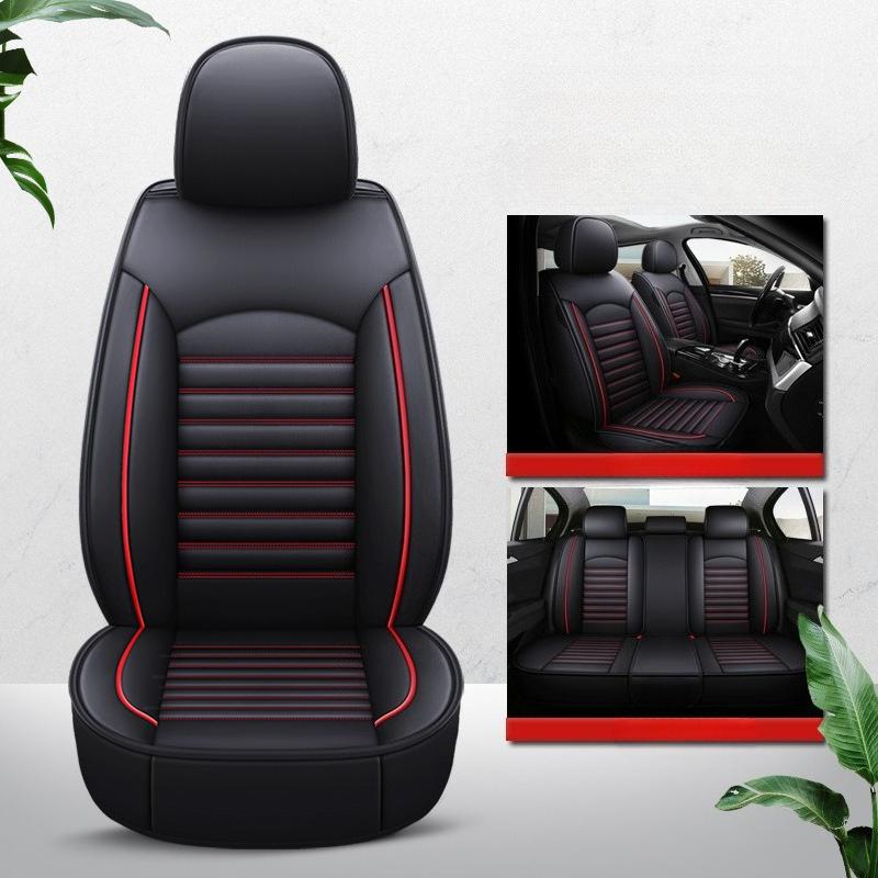 5-Seat Car Seat Covers + Headrest Pillow, Curved PU Leather, Light Luxury, Comfortable, Breathable, Simple and Stylish Car Seat Cushions