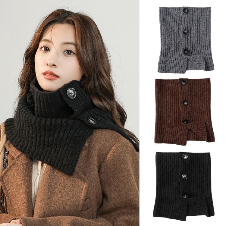 Buttoned Knitted Neck Scarf Neck Wrap for Winter Warmth Trendy Neck Gaiter Shoulder Wrap Neck Shawl for Women Travel
