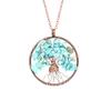 Ancient Red Copper Winding Natural Stone Crystal Tree Of Life Necklace Colorful Stone Necklace Jewelry N105