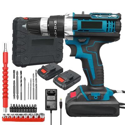Elektrický skrutkovač 21 V Akumulátorová vŕtačka s 25+3 krútiacim momentom Dvojrýchlostná nabíjateľná lítiová batéria Mini ovládač Domáce náradie