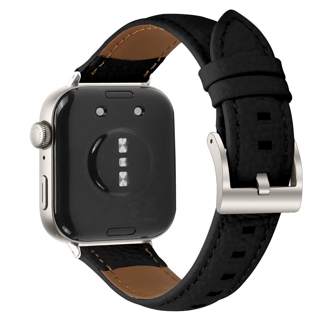 Litchi Textured Genuine Cow Leather Strap with Electroplated Buckle for Huawei Watch Fit 4 Pro/Fit 4/Fit 3 Pointed-End Watch Band