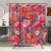 Vibrant Floral Pink Waterproof Mildew-Resistant Shower Curtain - Elegant Design for a Romantic Bathroom Décor Experience