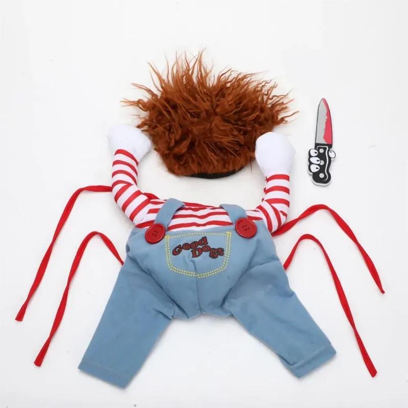Dog Cat Costumes Pet Funny Costume Chucky Deadly Doll Cosplay Party Fancy Festival Cloth Cat Clothes