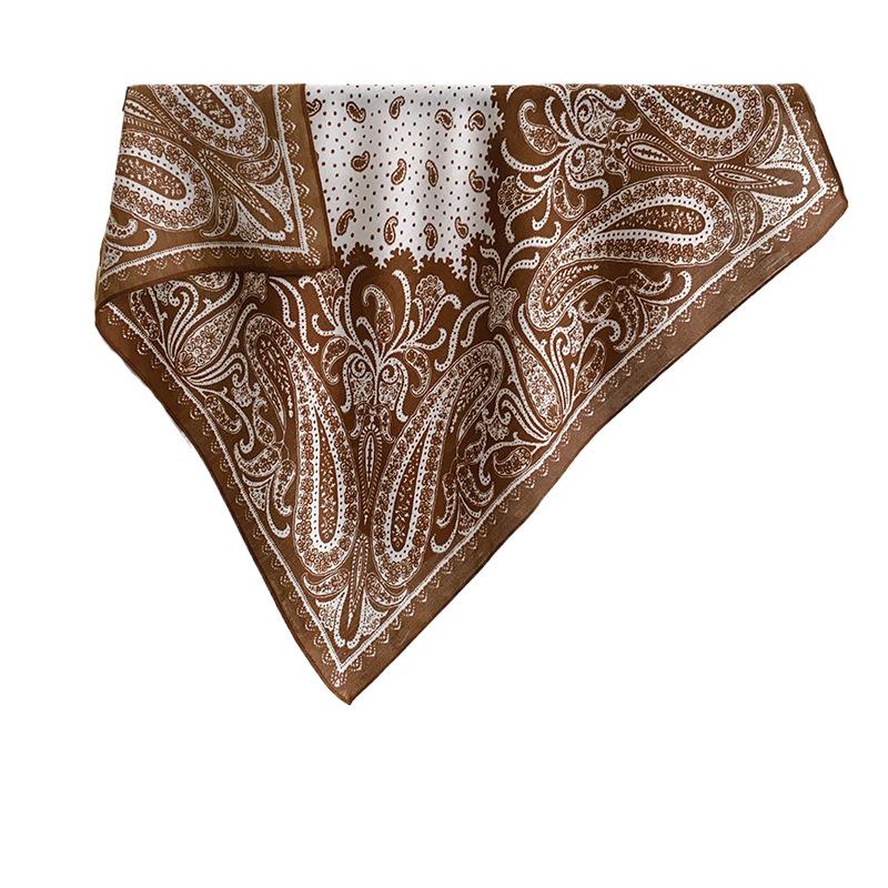 Retro French design cashew flower 68 herringbone pattern square scarf women's foreign style advanced temperament silk scarf tide