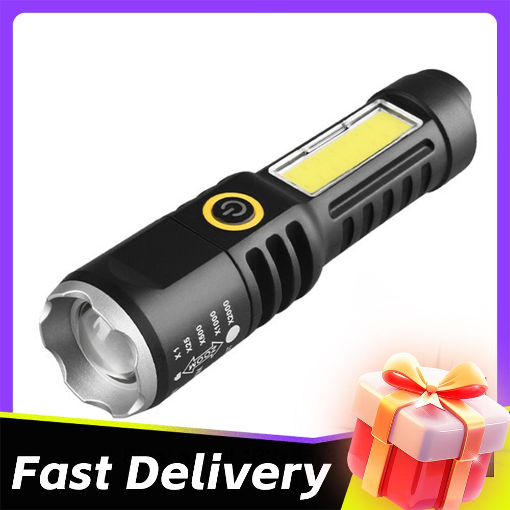 1-6PCS Mini Flashlight COB+XPE Portable Torch Zoomable Focus Light Rechargeable Flashlight Camping Emergency Lantern Lamp