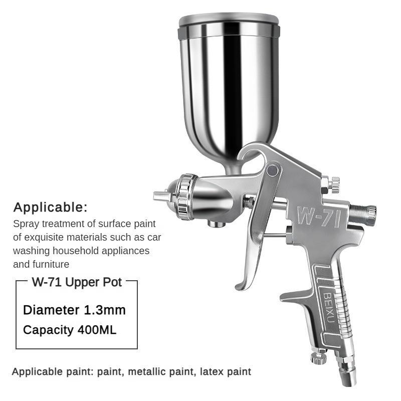 Pneumatische Spritzpistole für Latexfarbe, Automöbel, Reparaturpistole für Decklack, Edelstahl, Spritzpistole mit hoher Zerstäubung