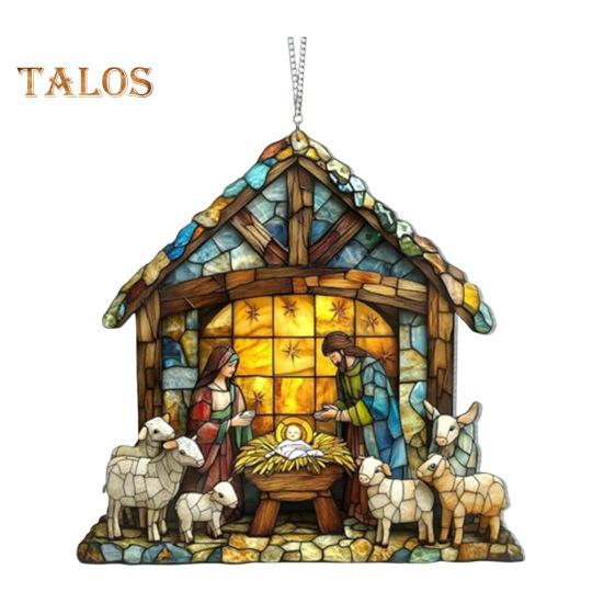 

Рождественская сцена ловец солнца окрашенный акриловый ловец солнца подвесное украшение на окно рождественский вертеп для домашнего рождественского декора христианский подарок M