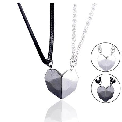 Couple Necklace Lovers Heart Pendant Distance Faceted Charm Necklace Women Valentine's Day Gift 2021