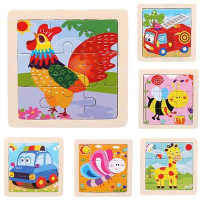 9 Buc. Animale Lemn Desene Animate Copii Puzzle Jigsaw Jucărie Învățare Educație Panou