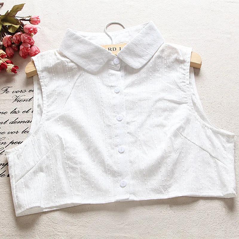 

Женские хлопковые поддельные воротники, черная однотонная блузка, полурубашка, съемный воротник, женские съемные поддельные воротники, аксессуар