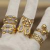 New Sight Accessories Zirconia Metal Beads Open Rings for Women Luxury Crystal Waterdrop Wedding Engagement Rings
