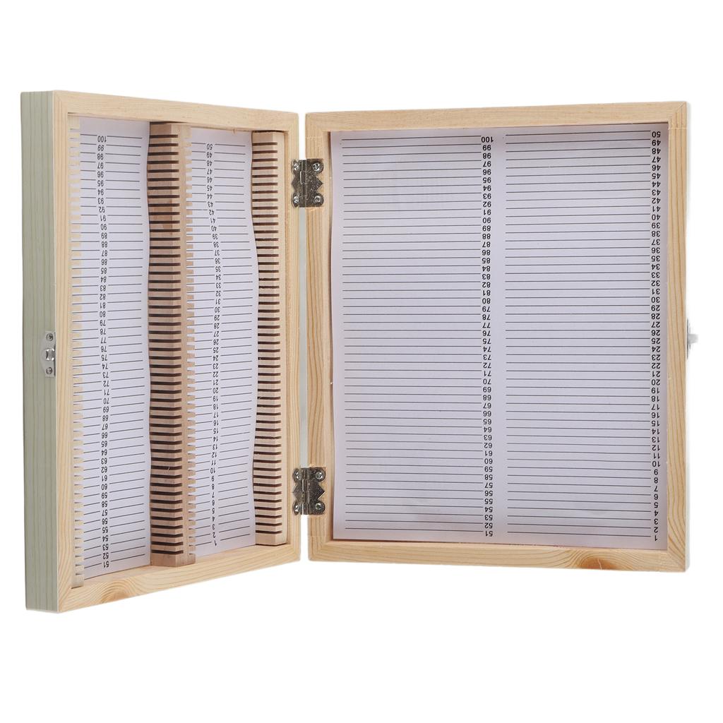 Trälåda med lås Förvaring för labbglas Färdigpreparerade mikroskopglas Förvaringsverktyg