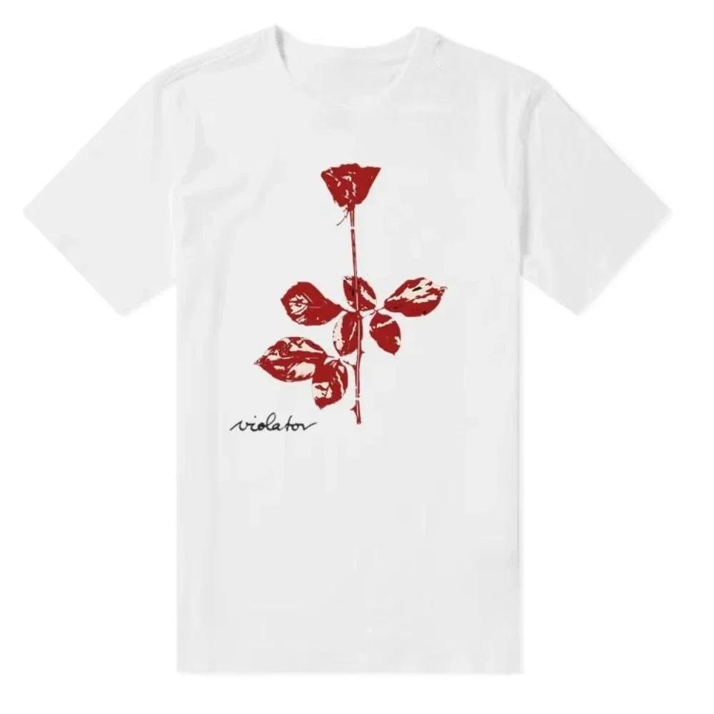 2025 Depeche Mode Rock Short Sleeve Rose Men's and Women's T-shirts Punk American Hip Hop Cotton Tshirts High Quality T-shirt