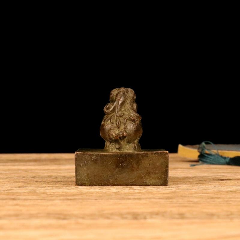 Antique Collectible Copper Ornament, Alloy Pixiu Seal Decorative Craft