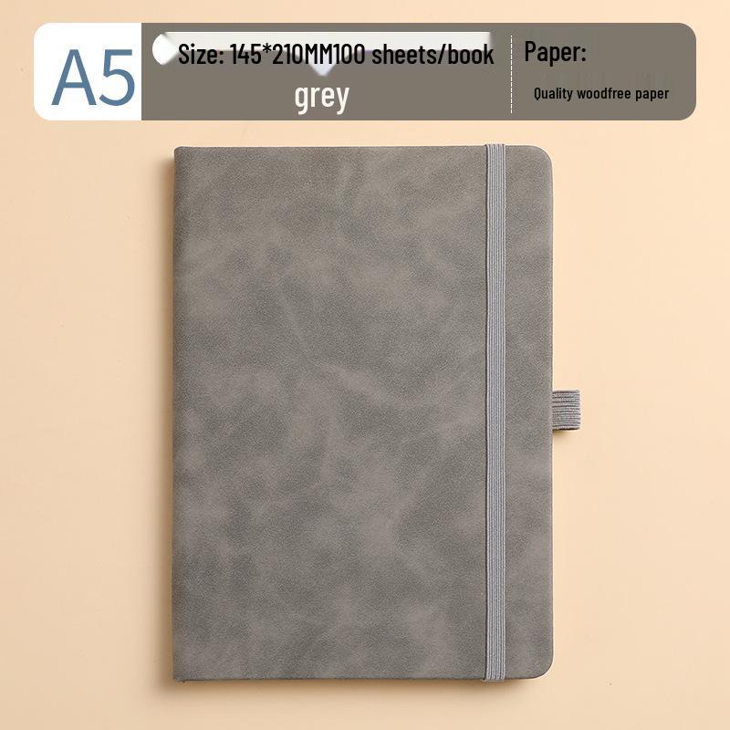 A5 Leather Notebook with Strap, Thickened Diary, Business Office Meeting Journal, Custom Logo