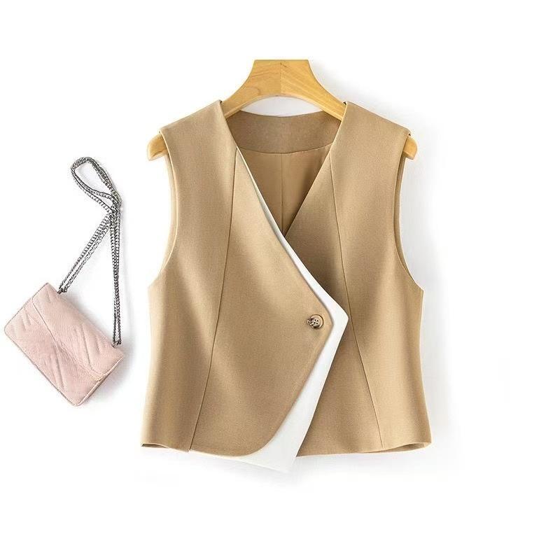 Chaleco de Traje Irregular para Mujer Sin Mangas Primavera Otoño Capa Oficina Profesional Elegante