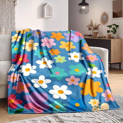 1pc Floral Pattern Blanket Warm, Cozy, And Soft, Suitable for Sofas, Beds, Cars, And Office Use.Perfect for Camping And Travel, Making It a Great Gift