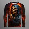 Men's 3D T-shirt long-sleeved T-shirt round neck top fashion Halloween bat horror street casual daily autumn new style