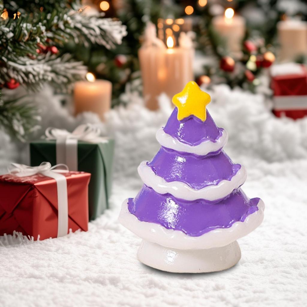 Mini Christmas Tree Creative Resin Table Sculpture Tabletop Little Christmas Tree Ornament For Room Mantel Shelf Tiered Tray