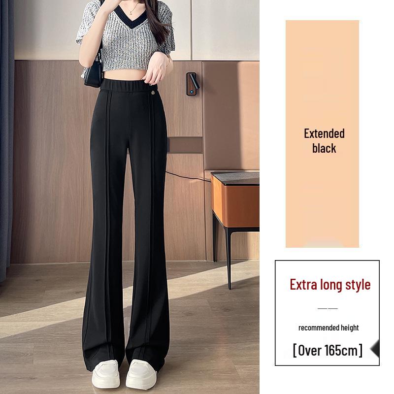 

Women s Black High Waist Wide Leg Flare Pants - Plus Size, Elastic, Versatile, Casual Autumn/Winter 2026 Collection M