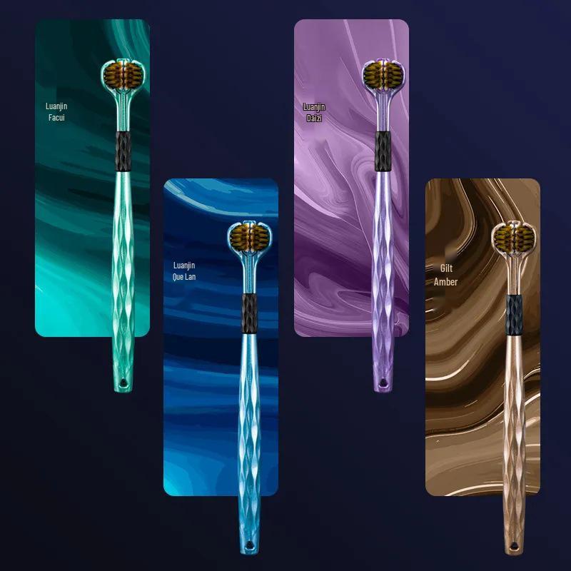 3D Three-sided Toothbrush: Soft Bristles for Gum Care, Adult Deep Cleaning, Couple and Family Pack.