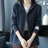 Knitted Hoodie Women's Spring and Autumn Solid-color Short Knitted Sweatshirt Hooded Zipper Sweater Cardigan Baseball Jacket