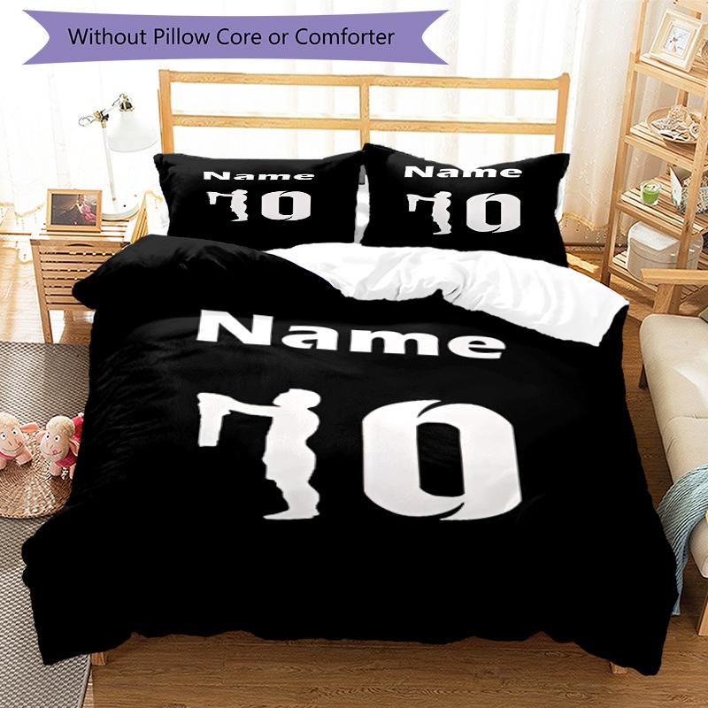 3pcs Custom Name 10 Bedding Set Duvet Cover Closure Includes 1 Duvet Cover & 2 Pillowcases, Soft and Comfortable for All Seasons.