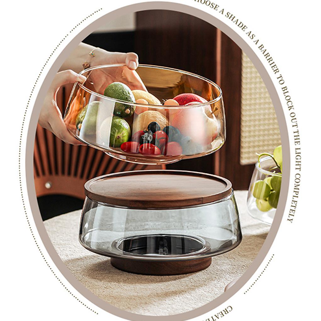 Neues 1-teiliges Salatschüssel-Set aus Glas mit Holzsockel, große mundgeblasene Glasschüssel, Restaurant-Essentials, Obstsalatschüssel