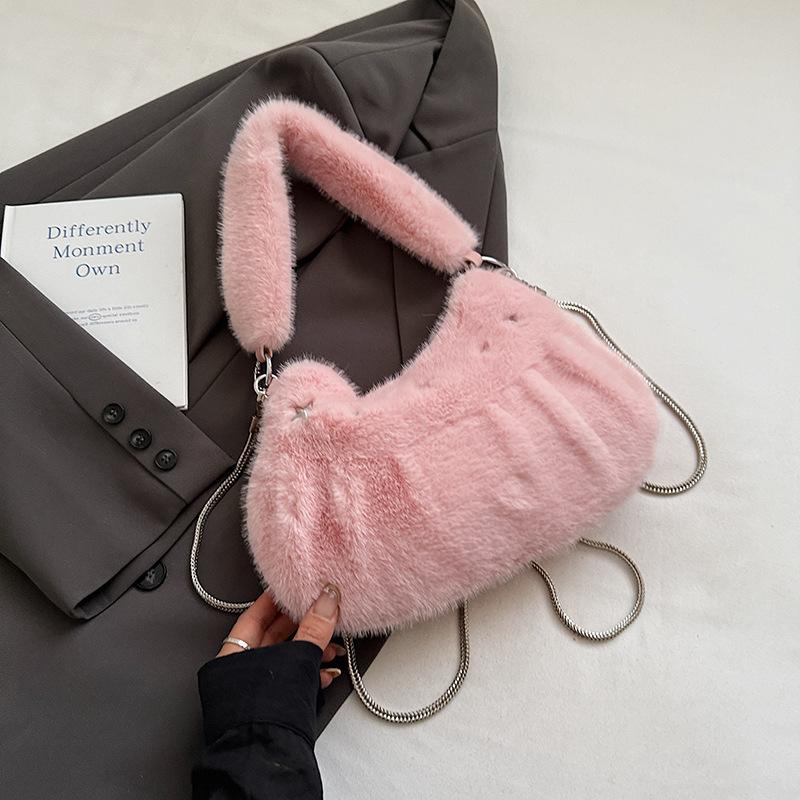 Autumn plush bag women's new girl small fresh fluffy chain bag women's shoulder messenger bag