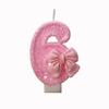 Digital Luminous Pink Bow Candle Birthday Cake Decoration In Clear Box