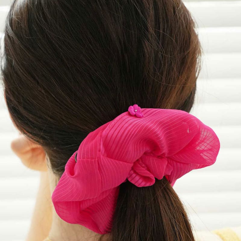 Dana Burton Striped Silk Chiffon Scrunchie