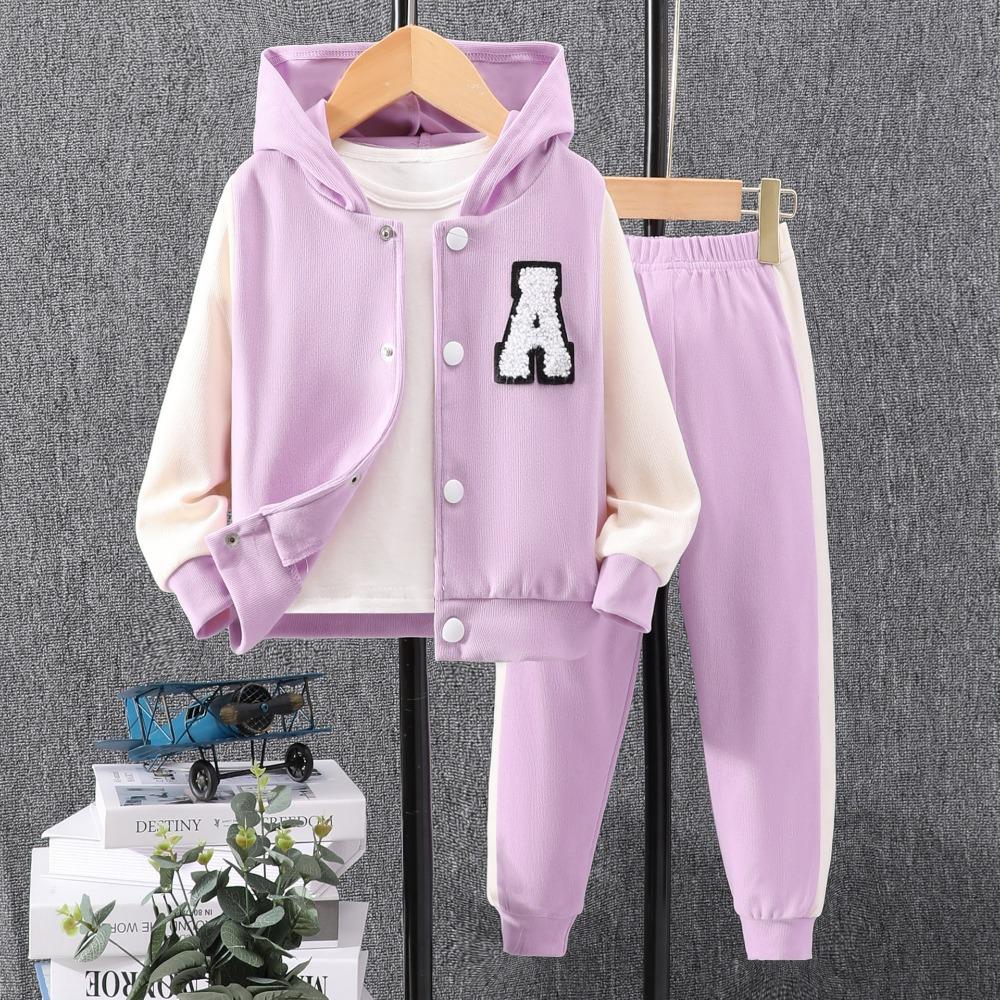 

3-8Y Fall/Winter Boys Long-Sleeve Hooded Kids Sportswear Set Color-Block A-Line Hoodie Set 2Y