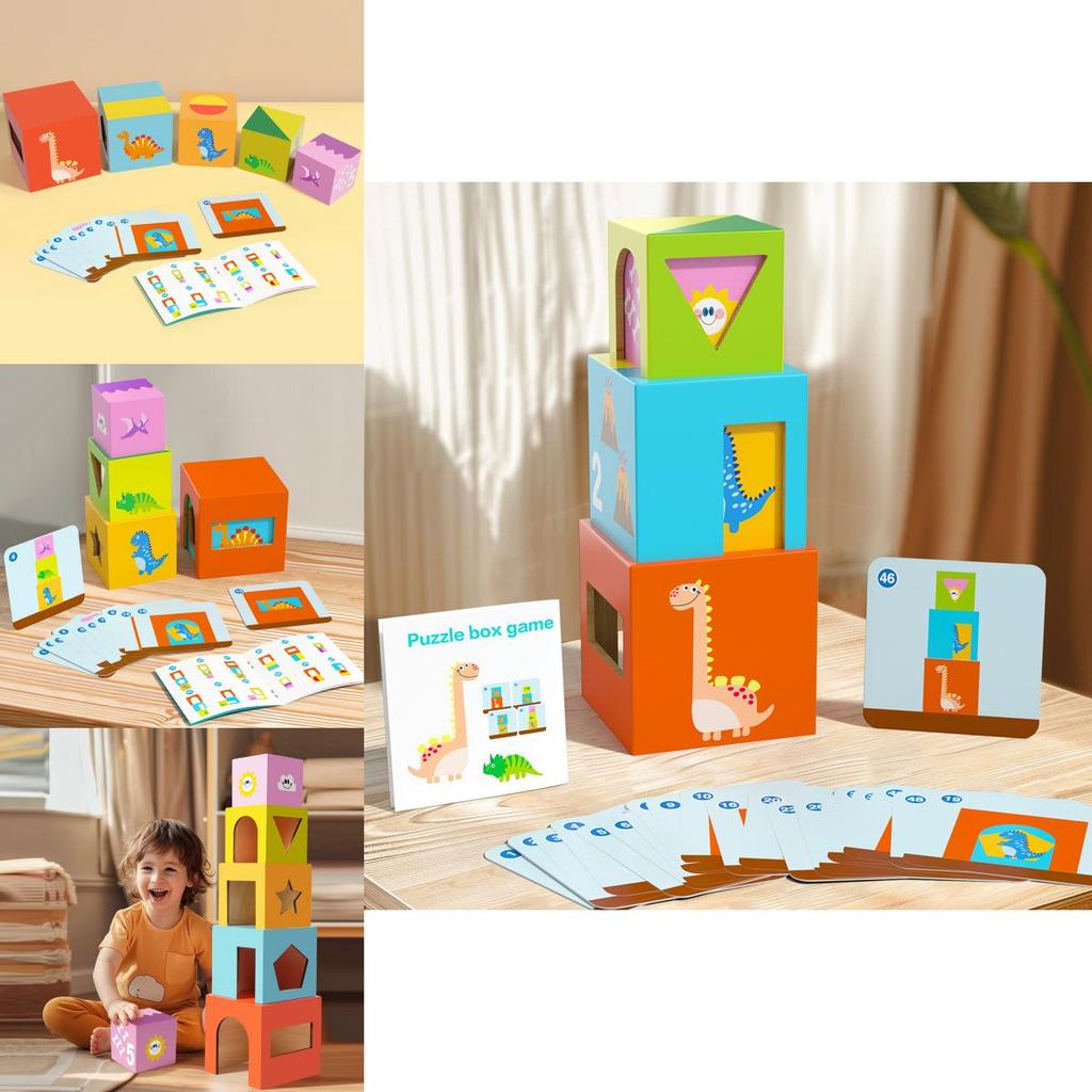 Wooden Educational Stacking Toy For Toddlers With Shape Sorting And Brain Development