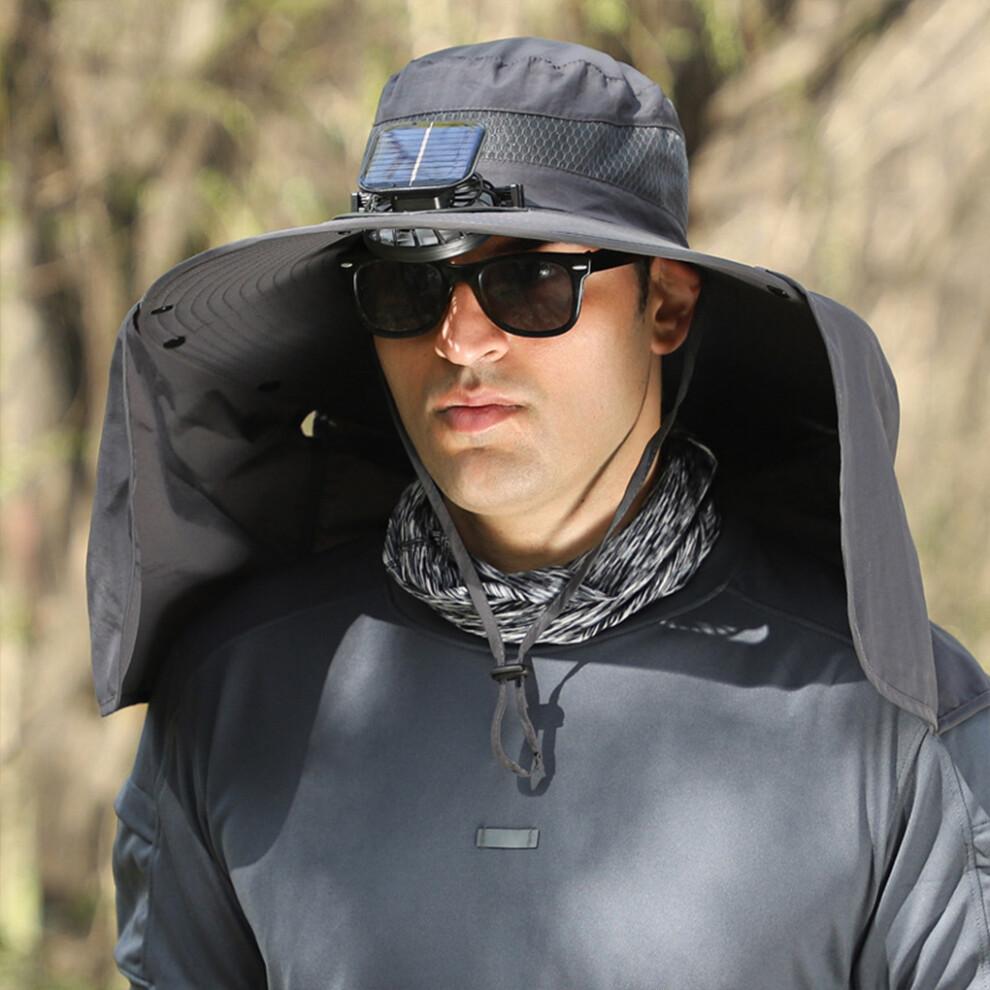 (zelená 2) Zůstaňte v pohodě stylově Rybářský klobouk se solárním ventilátorem Ochrana proti slunci Solární